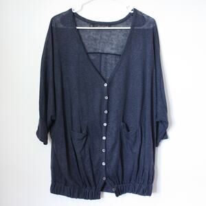 Patterson J. Kincaid Cardigan Women's Size Small Blue Button Lightweight Linen